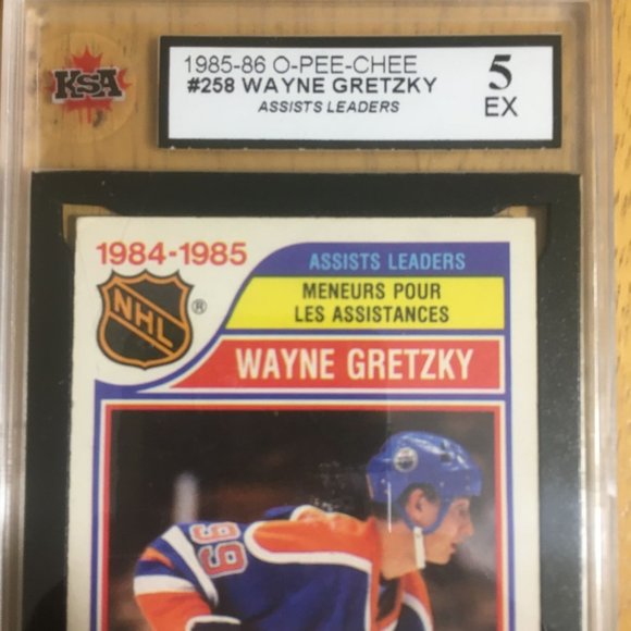 1985-86 Wayne Gretzky Assists Leader #258 O-Pee-Chee OPC Graded KSA 5 EX - Picture 2 of 6